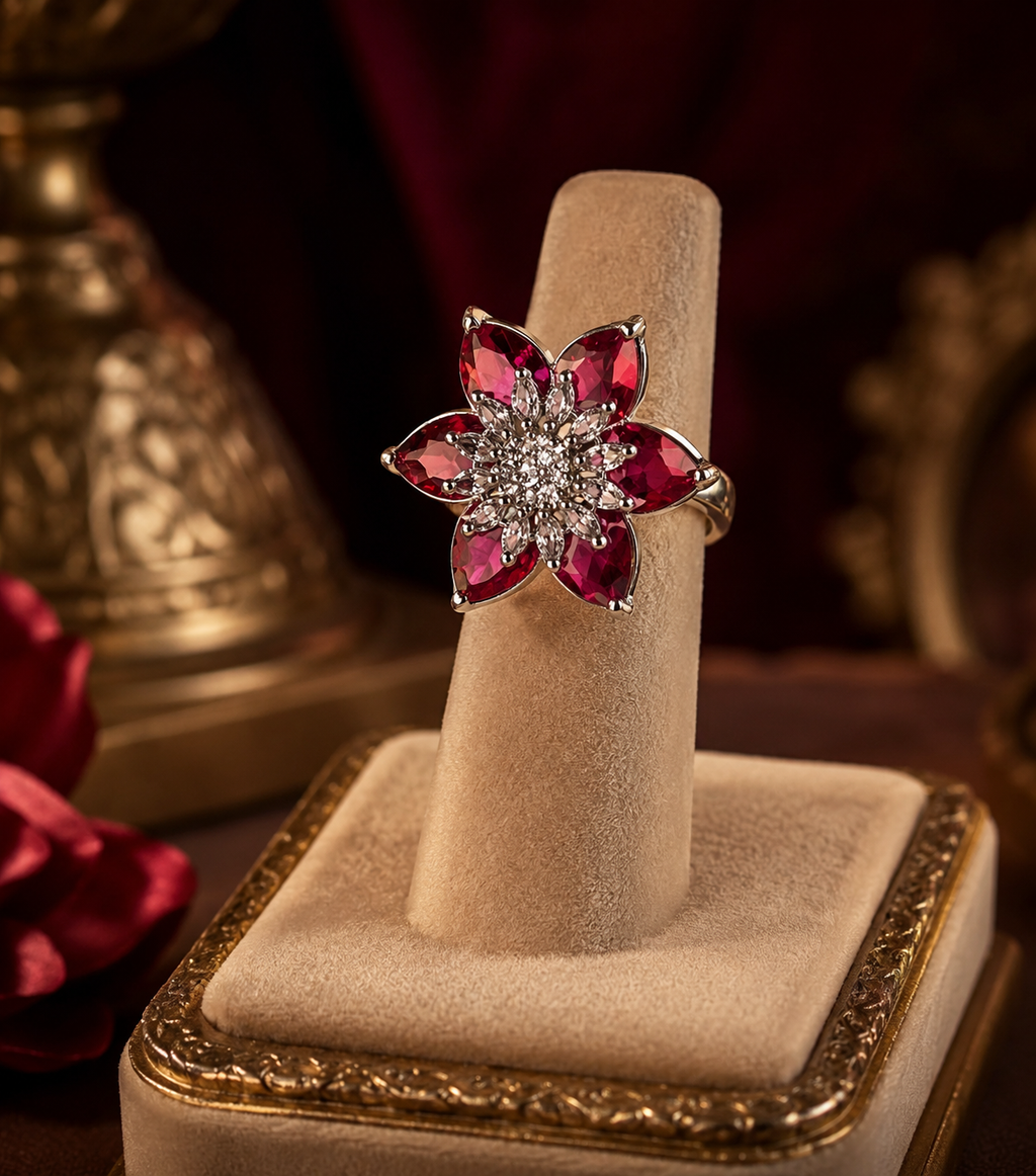 Pink flower Finger Ring