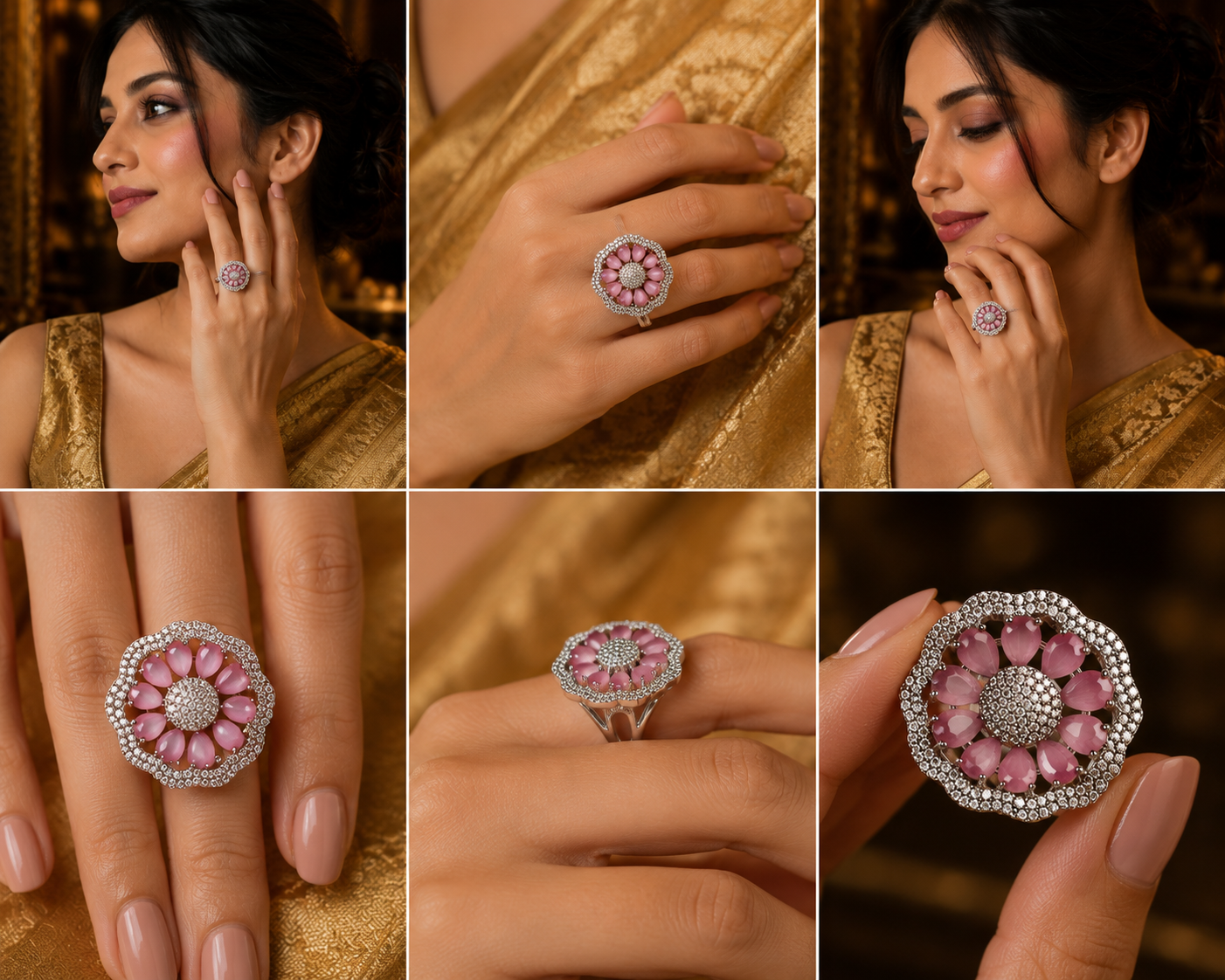 Pink Round finger Ring