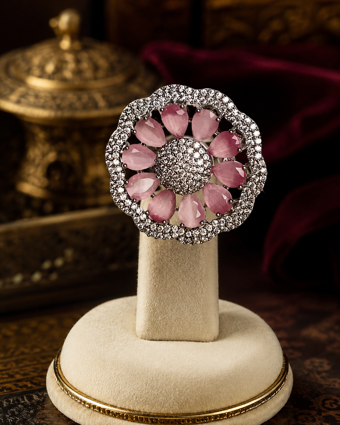Pink Round finger Ring