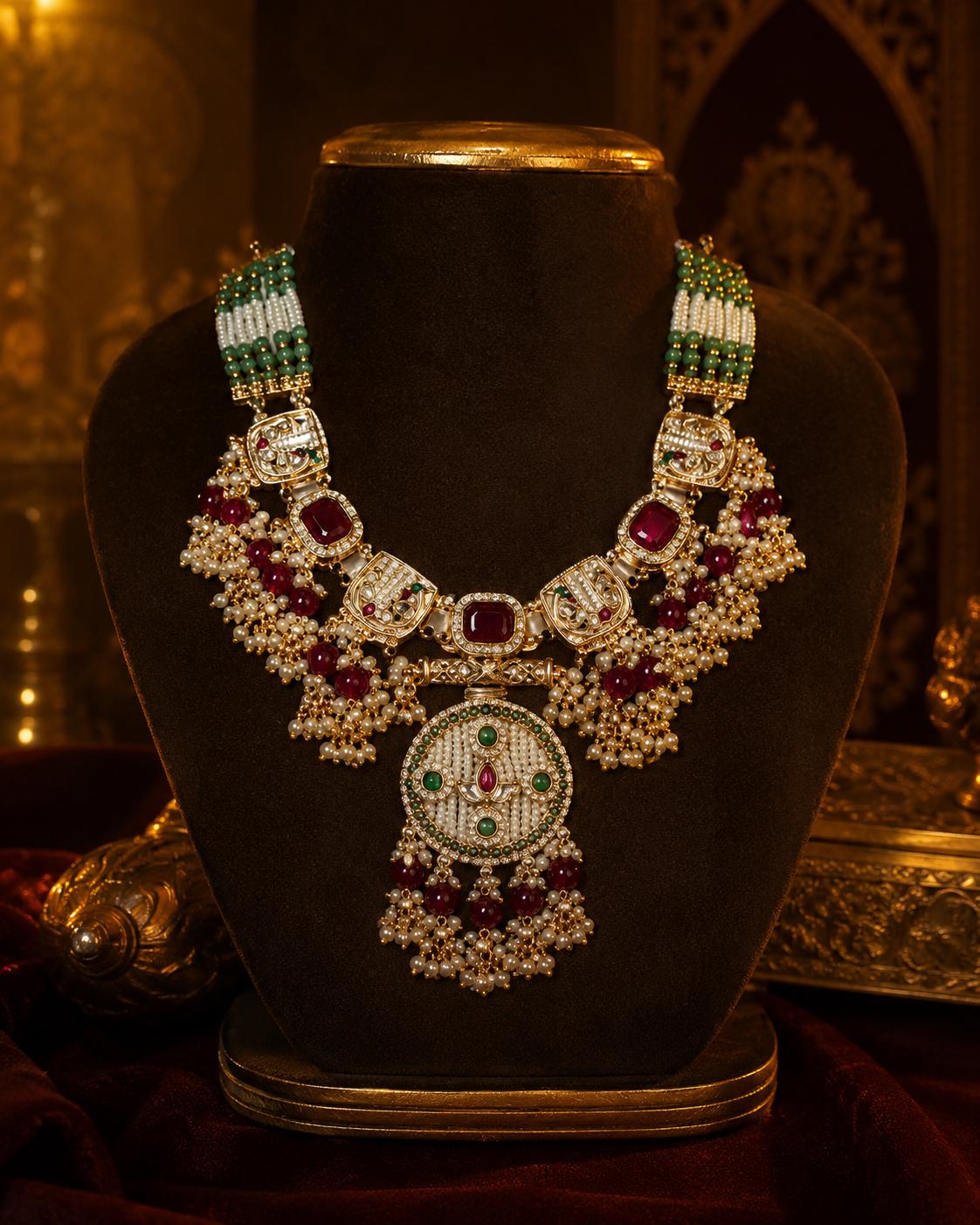 Indian Bridal Jewelry Set, Kundan Style Necklace, Choker, Jhumka Earrings, Maang Tikka