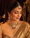 Indian Bridal Jewelry Set, Kundan Style Necklace, Choker, Jhumka Earrings, Maang Tikka